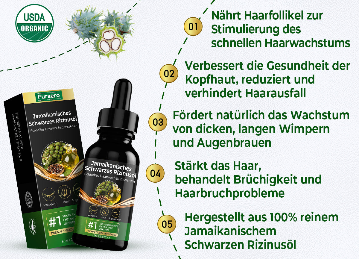 Furzero™ Jamaikanisches Schwarzes Rizinusöl Schnelles Haarwachstumsserum